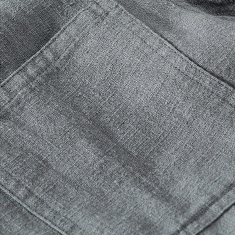 Camisa de lino y algodón de manga larga para hombre con solapa de color liso y bolsillo de Buddha Stones Commute Fall - image 13