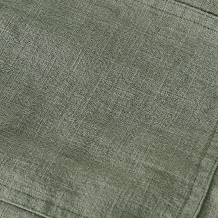 Camisa de lino y algodón de manga larga para hombre con solapa de color liso y bolsillo de Buddha Stones Commute Fall - image 25