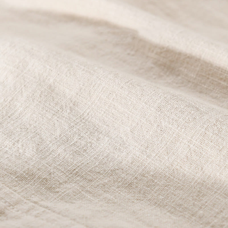 Camisa de lino y algodón de manga larga para hombre con solapa de color liso y bolsillo de Buddha Stones Commute Fall - image 5