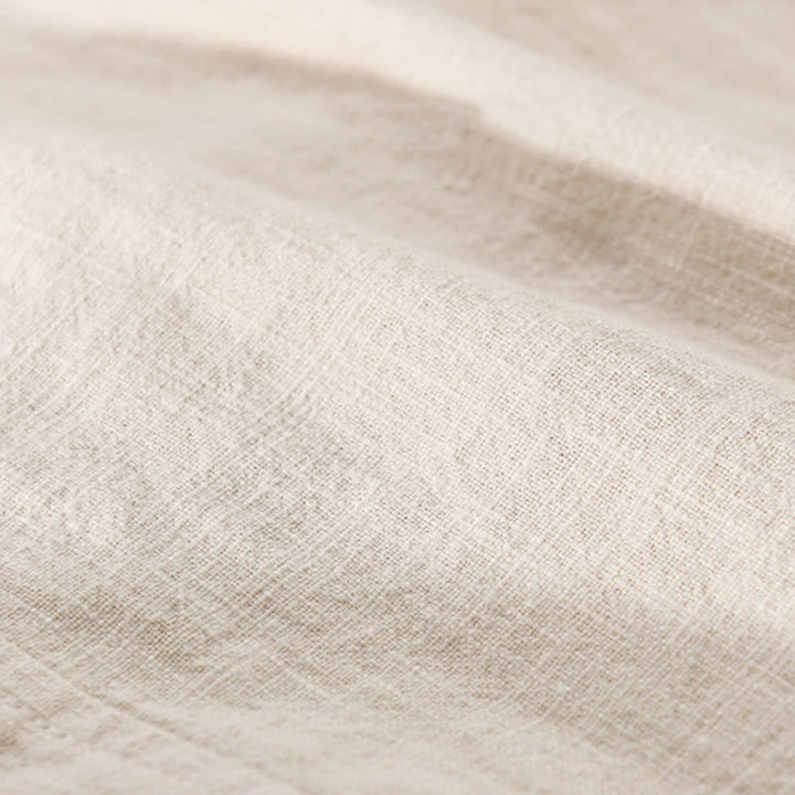 Camisa de lino y algodón de manga larga para hombre con solapa de color liso y bolsillo de Buddha Stones Commute Fall - image 5