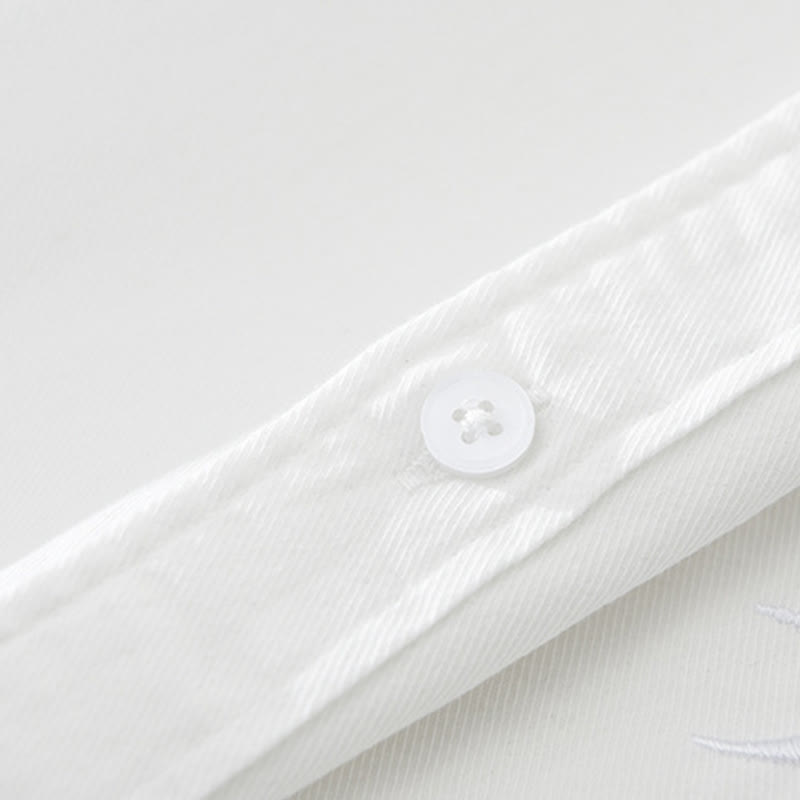 Camisa de algodón de manga corta para hombre con diseño artístico simple y bordado de bambú y Buddha Stones - image 7