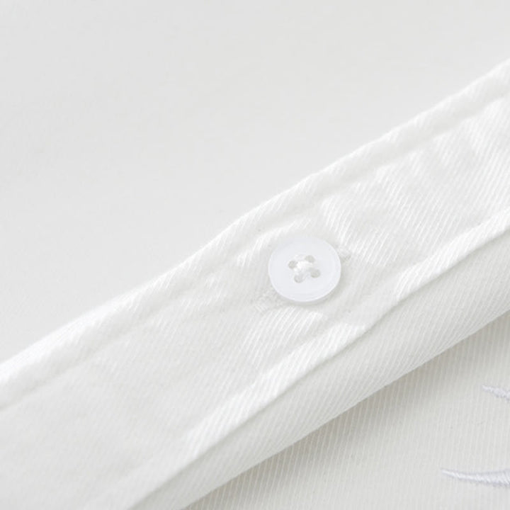 Camisa de algodón de manga corta para hombre con diseño artístico simple y bordado de bambú y Buddha Stones - image 8