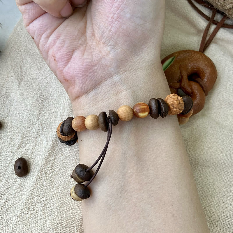 Pulsera de protección de sándalo con granos de café, nube irregular natural y Buddha Stones - image 5