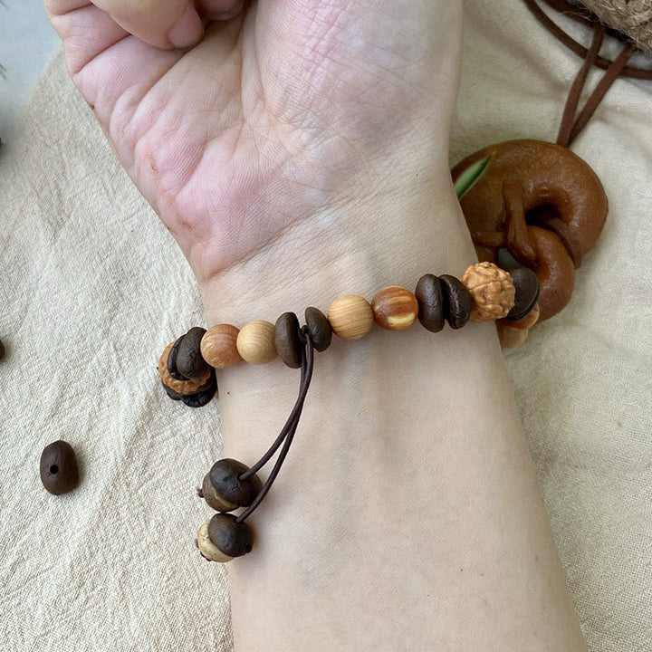 Pulsera de protección de sándalo con granos de café, nube irregular natural y Buddha Stones - image 5