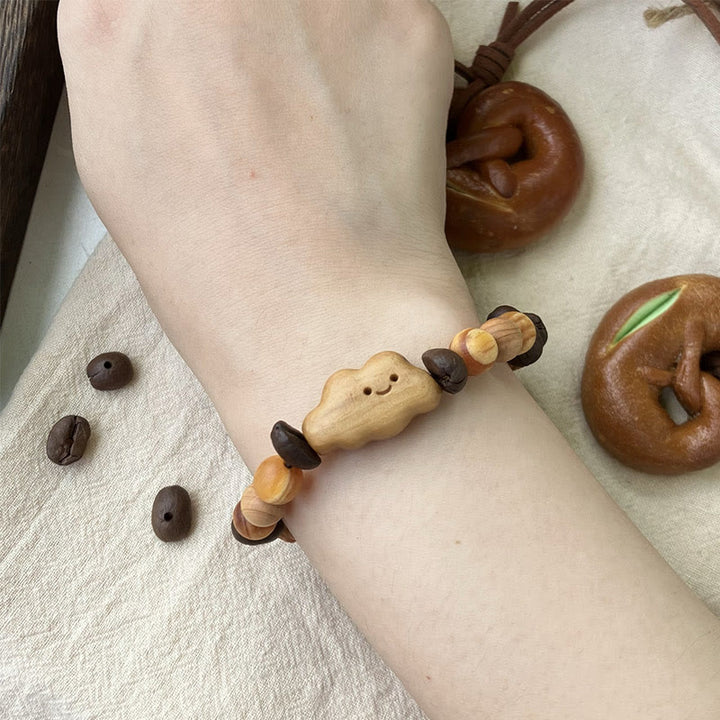 Pulsera de protección de sándalo con granos de café, nube irregular natural y Buddha Stones - image 4