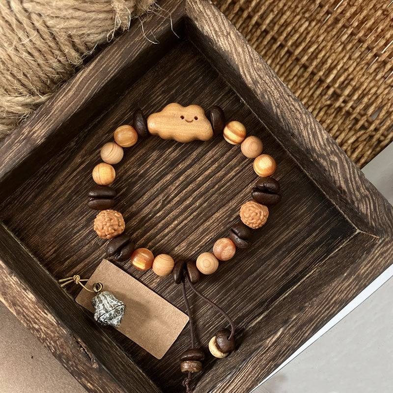 Pulsera de protección de sándalo con granos de café, nube irregular natural y Buddha Stones - Grano de café (circunferencia de la muñeca: 16-18 cm) - image 1