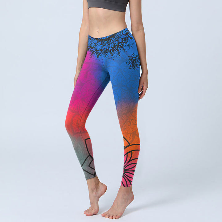 Leggings de yoga para mujer con estampado de mandala, flores, rosas, rojas y azules , de Buddha Stones - Magenta - US18，UK/AU22，EU50 (4XL) - image 0