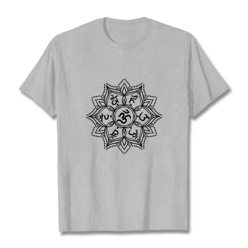 Camiseta con Buddha Stones, Mandala, flor, Om Mani Padme Hum, Mantra sánscrito - Gris claro - 2XL - image 19