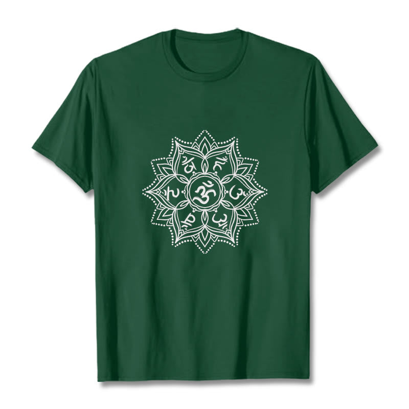 Camiseta con Buddha Stones, Mandala, flor, Om Mani Padme Hum, Mantra sánscrito - Verde bosque - 2XL - image 4