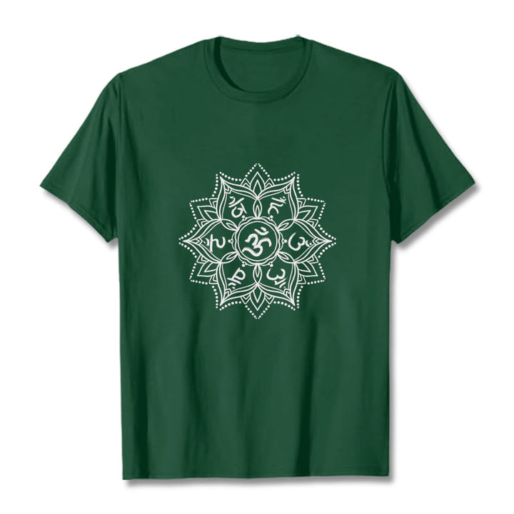 Camiseta con Buddha Stones, Mandala, flor, Om Mani Padme Hum, Mantra sánscrito - Verde bosque - 2XL - image 4
