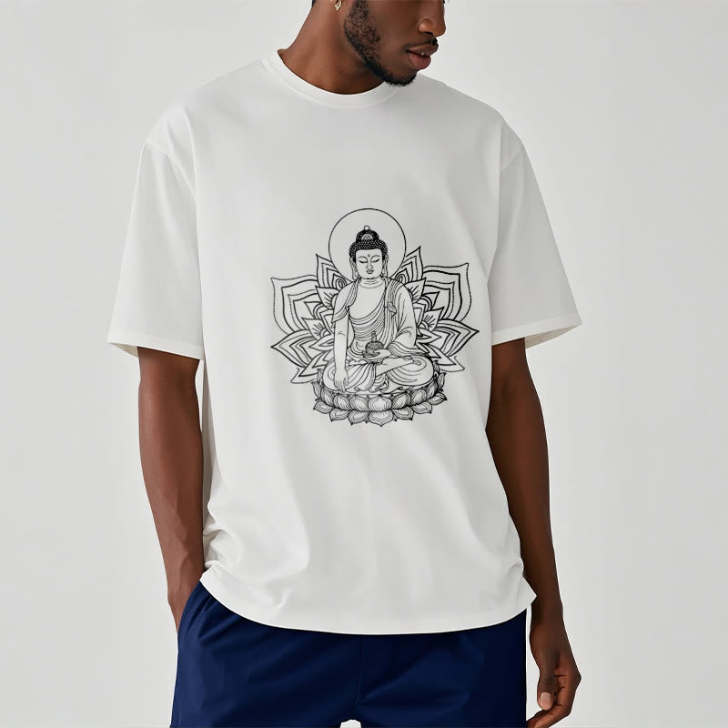 Camiseta con el Buddha Stones de la Medicina sentado en un pedestal de loto y piedras de Buda - image 6