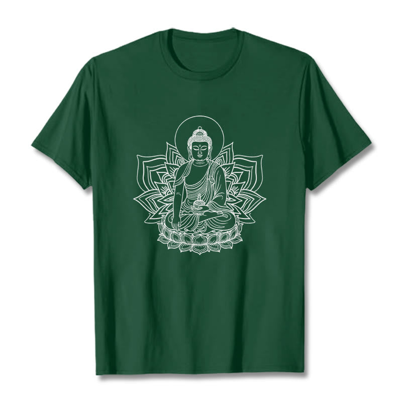 Camiseta con el Buddha Stones de la Medicina sentado en un pedestal de loto y piedras de Buda - Verde bosque - 2XL - image 10