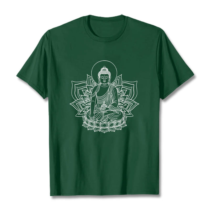 Camiseta con el Buddha Stones de la Medicina sentado en un pedestal de loto y piedras de Buda - Verde bosque - 2XL - image 10