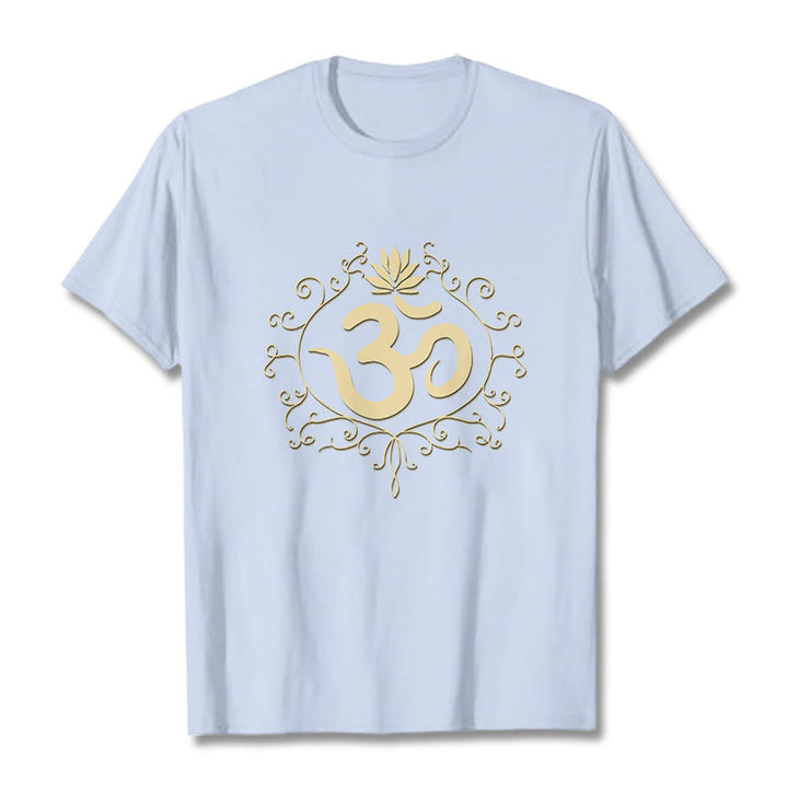 Camiseta con Buddha Stones, símbolo Om, vides y flor de loto - Cian claro - 2XL - image 13