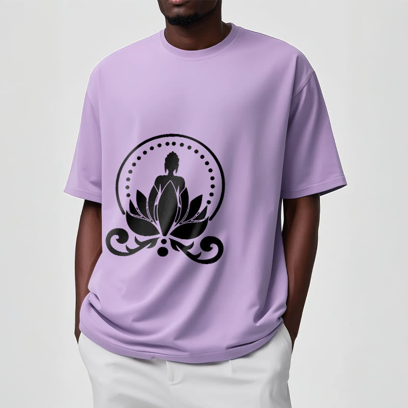 Camiseta de meditación con Buddha Stones sentado sobre una flor de loto y piedras de Buda - image 17