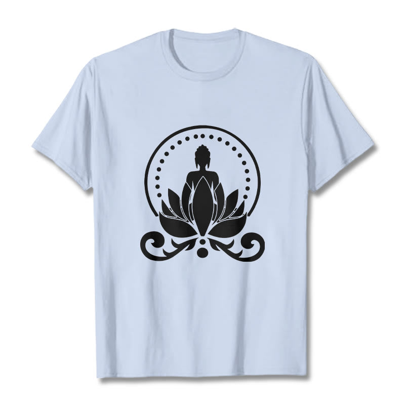 Camiseta de meditación con Buddha Stones sentado sobre una flor de loto y piedras de Buda - Cian claro - 2XL - image 18