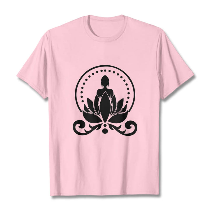Camiseta de meditación con Buddha Stones sentado sobre una flor de loto y piedras de Buda - rosa claro - 2XL - image 12
