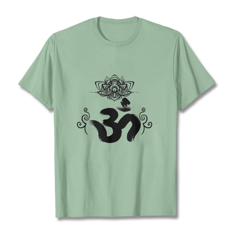 Camiseta floral sánscrita con símbolo Om de Buddha Stones - Verde pálido - 2XL - image 18