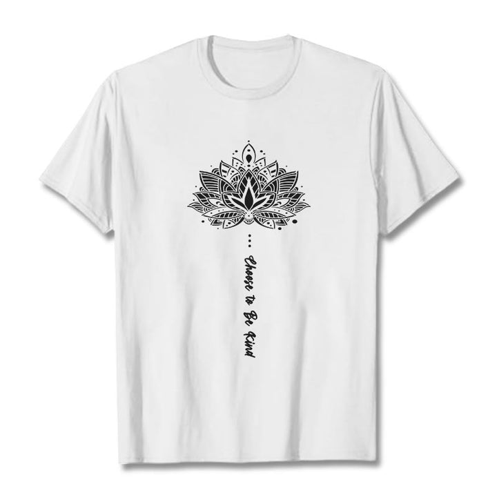 Camiseta con flores geométricas "Elegir ser amable" de Buddha Stones - Blanco - 2XL - image 7