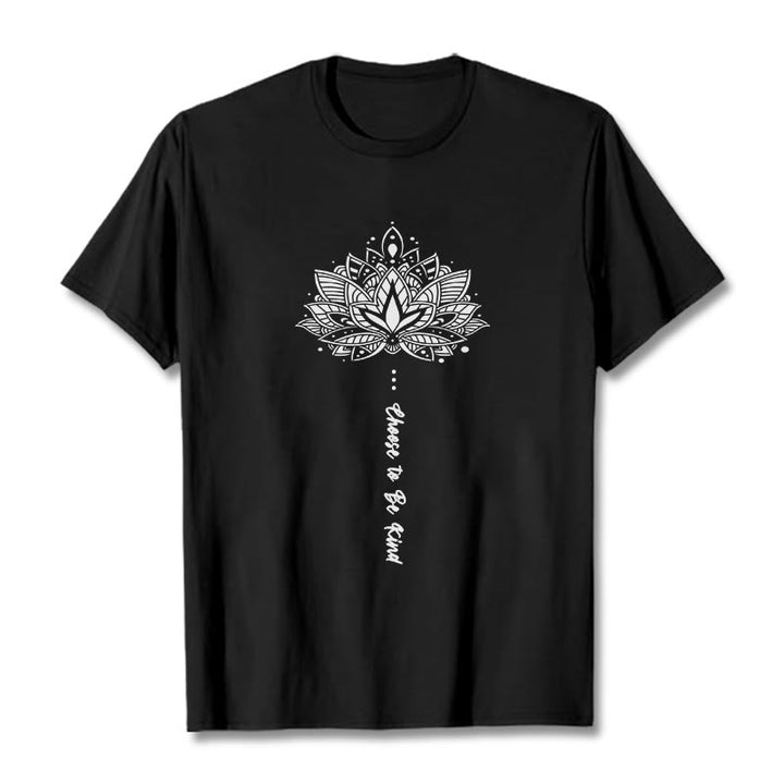 Camiseta con flores geométricas "Elegir ser amable" de Buddha Stones - Negro - 2XL - image 3