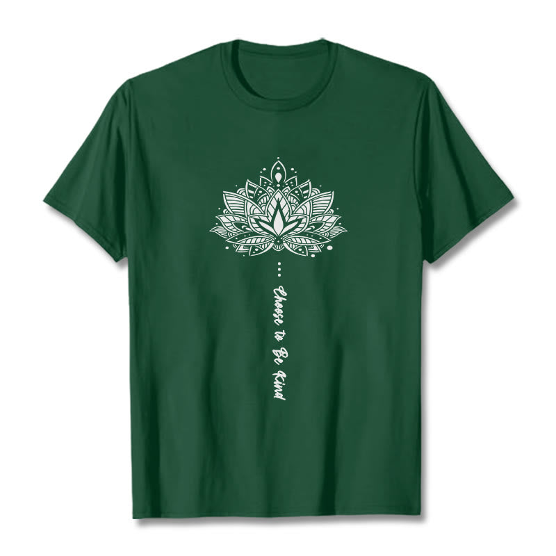Camiseta con flores geométricas "Elegir ser amable" de Buddha Stones - Verde bosque - 2XL - image 1