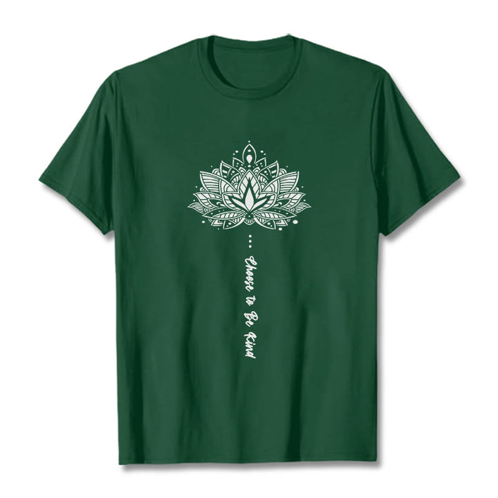 Camiseta con flores geométricas "Elegir ser amable" de Buddha Stones - Verde bosque - 2XL - image 1