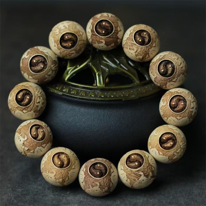 Pulsera de claridad grabada con Buddha Stones - Madera de alcanfor (circunferencia de la muñeca: 14-17 cm) - image 1