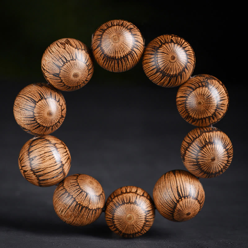 Pulsera protectora de cuentas de madera de gnetum con Buddha Stones - 25 mm (circunferencia de la muñeca 14-18 cm) - image 8