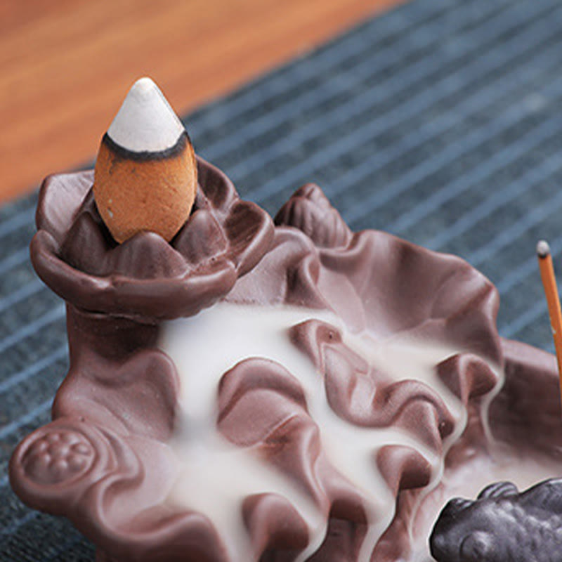 Quemador de incienso de cerámica de arcilla morada con forma de pez koi y buey, con Buddha Stones y curación, para decoración. - image 14