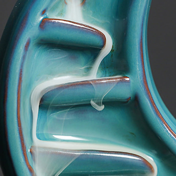 Fuente de humo de cerámica con reflujo y diseño de luna creciente azul con Buddha Stones, candelabro de meditación, quemador de incienso decorativo - image 12