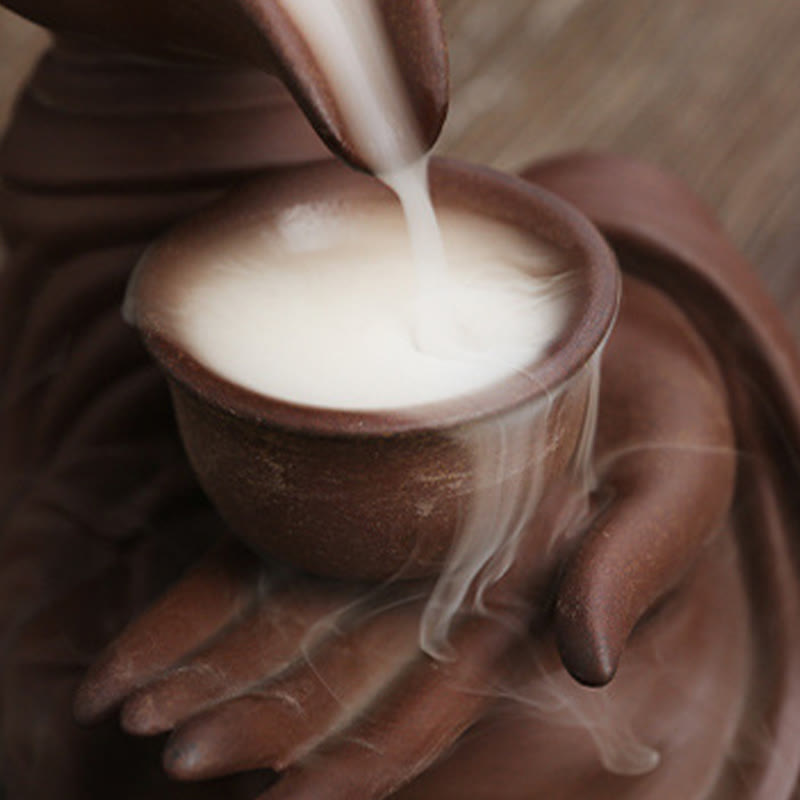 Buddha Stones , mano de Buda sosteniendo una tetera, taza, fuente de humo de cerámica con reflujo, quemador de incienso curativo, decoración - image 17