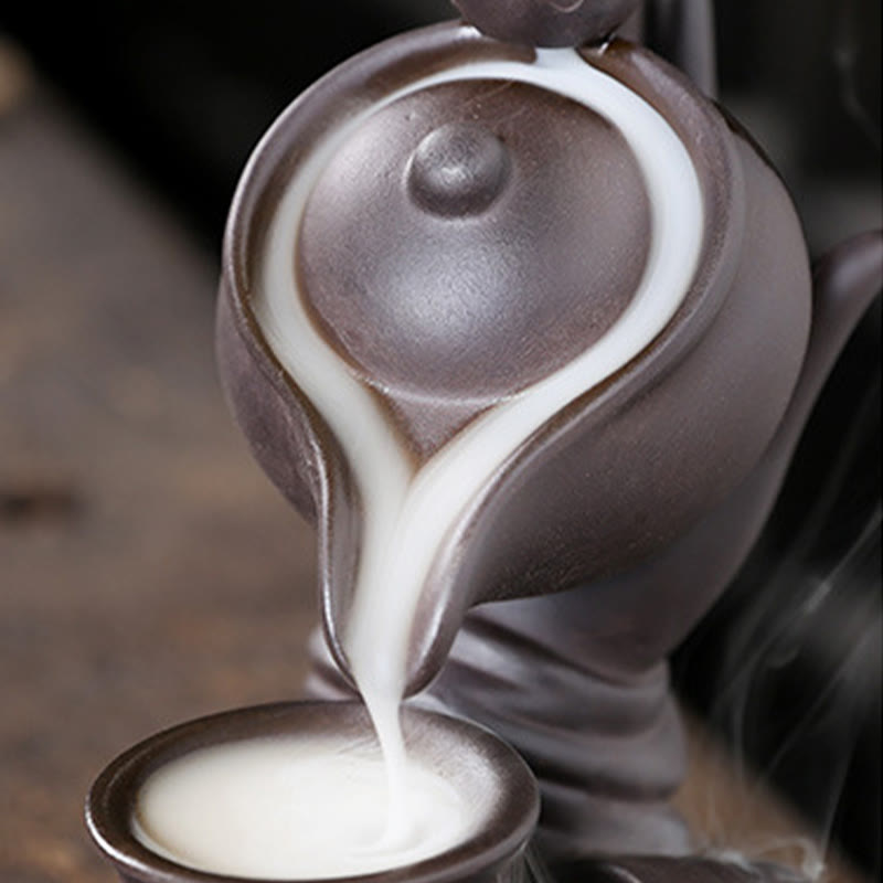 Buddha Stones , mano de Buda sosteniendo una tetera, taza, fuente de humo de cerámica con reflujo, quemador de incienso curativo, decoración - image 5