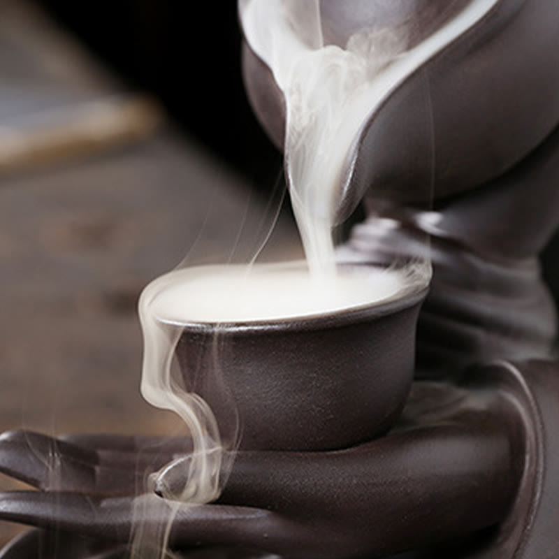 Buddha Stones , mano de Buda sosteniendo una tetera, taza, fuente de humo de cerámica con reflujo, quemador de incienso curativo, decoración - image 6