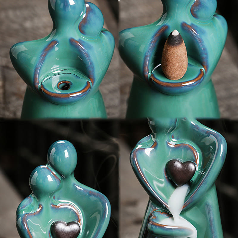 Quemador de incienso curativo con fuente de humo de cerámica con reflujo de amor y Buddha Stones para pareja de enamorados. - image 7