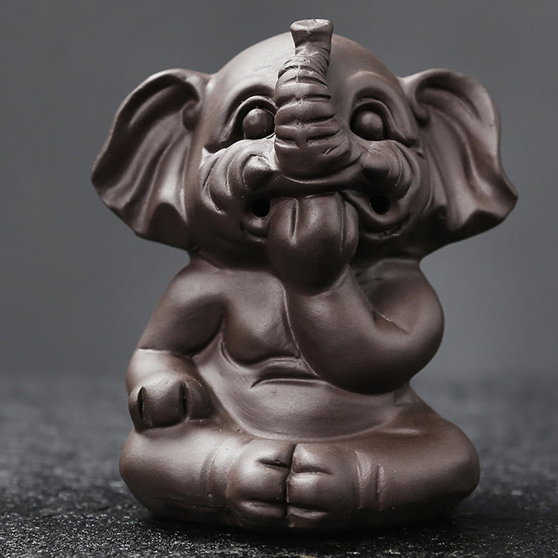 Quemador de incienso con reflujo de arcilla morada, diseño de elefante, Buddha Stones , para sanación y paz - image 29