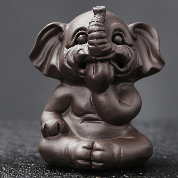 Quemador de incienso con reflujo de arcilla morada, diseño de elefante, Buddha Stones , para sanación y paz - image 29