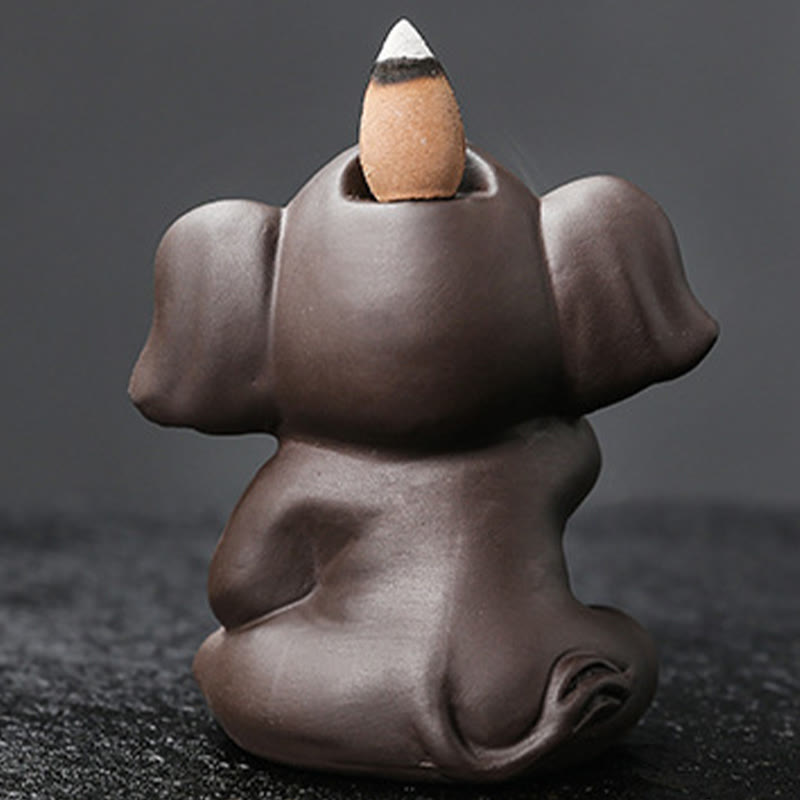 Quemador de incienso con reflujo de arcilla morada, diseño de elefante, Buddha Stones , para sanación y paz - image 8