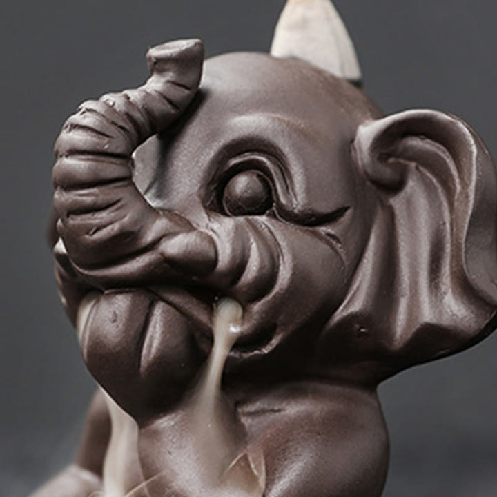 Quemador de incienso con reflujo de arcilla morada, diseño de elefante, Buddha Stones , para sanación y paz - image 31