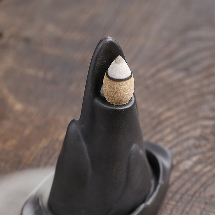 Quemador de incienso de cerámica con reflujo curativo de arcilla morada con Buddha Stones, montañas de Monje Pequeño, agua que fluye - image 9