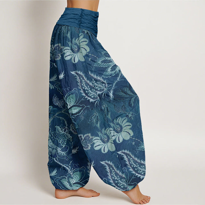 Pantalones bombachos de mujer con cintura elástica, estampado floral informal de Buddha Stones, de algodón. - image 5