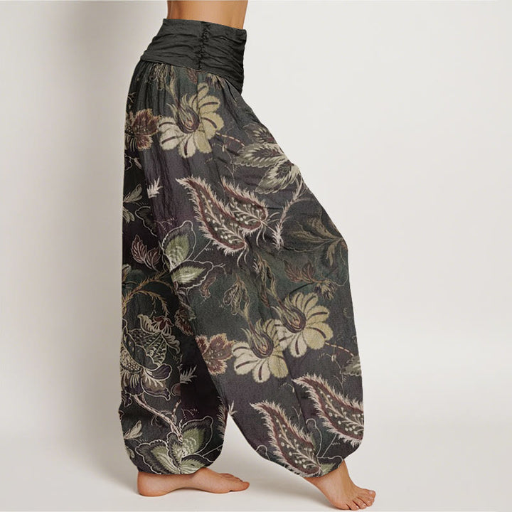 Pantalones harén con cintura elástica para mujer, informales, con estampado floral y Buddha Stones - image 1