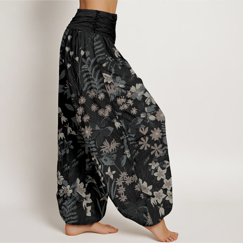 Pantalones bombachos de cintura elástica para mujer, de algodón, estilo informal, con diseño de margaritas, hojas y estampado de Buddha Stones. - image 5