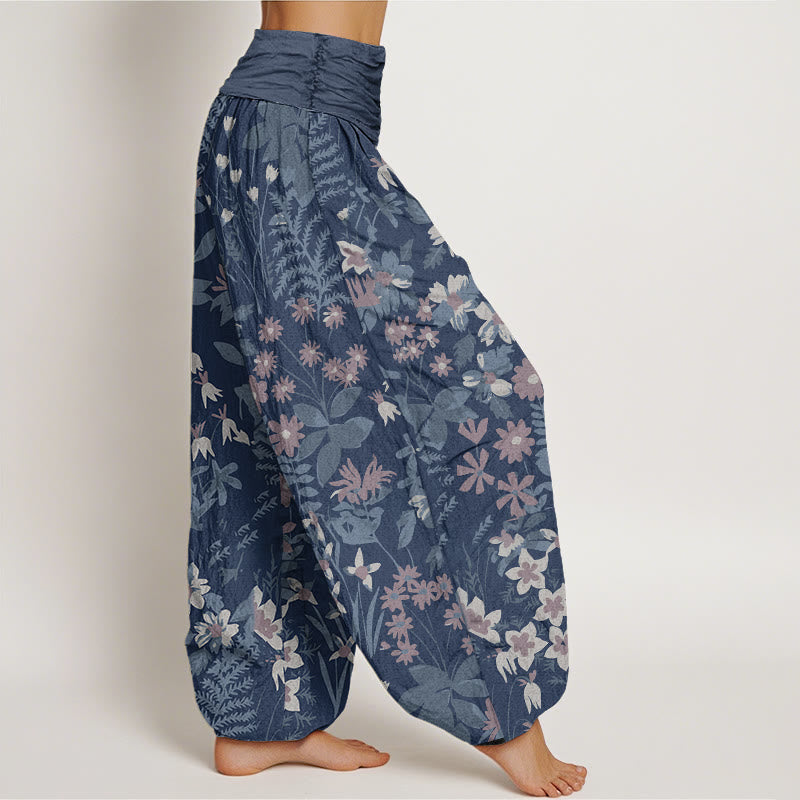 Pantalones harén con cintura elástica para mujer, diseño informal con margaritas, flores y hojas de Buddha Stones - image 8