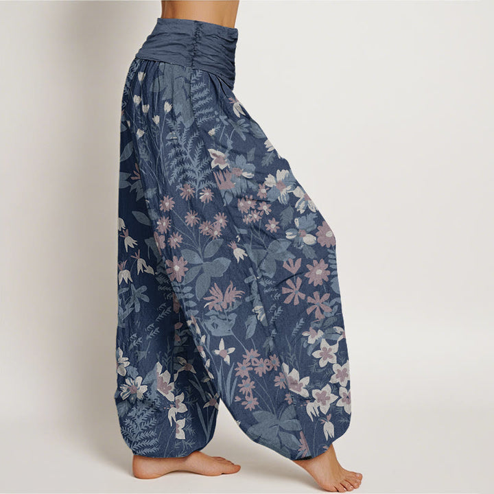 Pantalones bombachos de cintura elástica para mujer, de algodón, estilo informal, con diseño de margaritas, hojas y estampado de Buddha Stones. - image 8