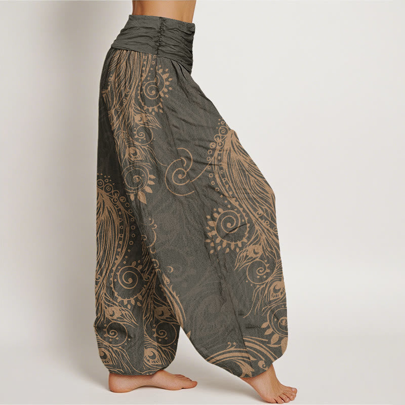 Pantalones harén con cintura elástica para mujer, diseño informal de pavo real y Buddha Stones - image 2
