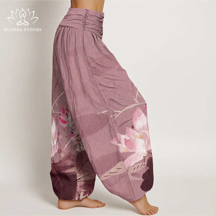 Pantalones bombachos de cintura elástica para mujer con estampado de Buddha Stones en algodón. - image 8