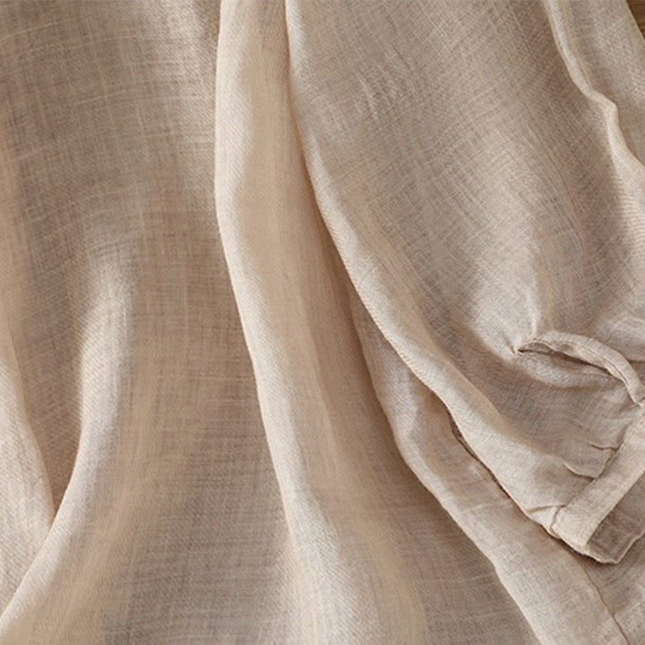 Camisa informal de poliéster con cuello en V, manga corta y botones, con bordado de Buddha Stones para mujer - image 25