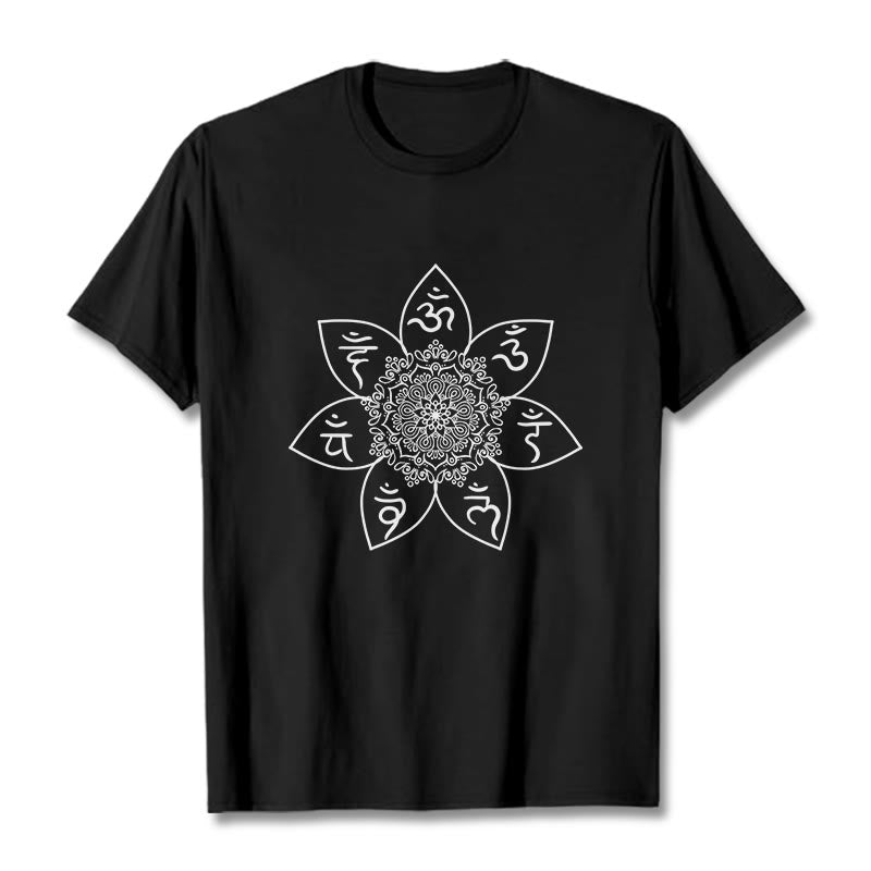 Camiseta con estampado de Buddha Stones Mandala Om Mani Padme Hum - Negro - 2XL - image 3