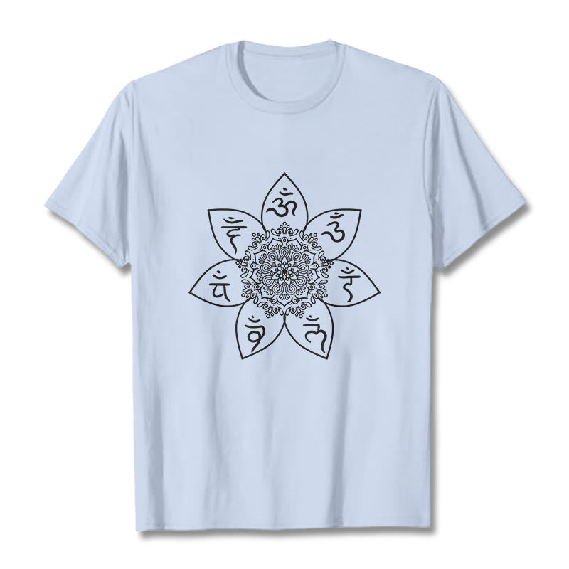 Camiseta con estampado de Buddha Stones Mandala Om Mani Padme Hum - Cian claro - 2XL - image 18