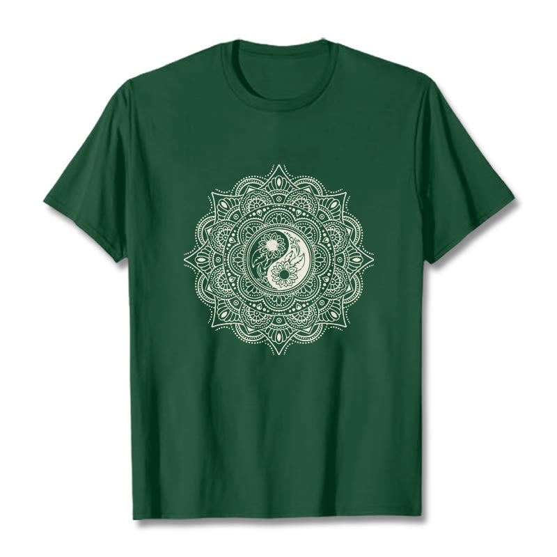 Camiseta con estampado de símbolo YinYang y mandala de Buddha Stones - Verde bosque - 2XL - image 0